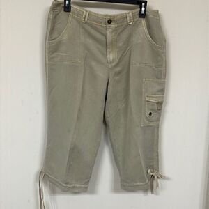 KHAKIS 12P Petite Cargo Wide Leg Drawstring Cropped Pant
